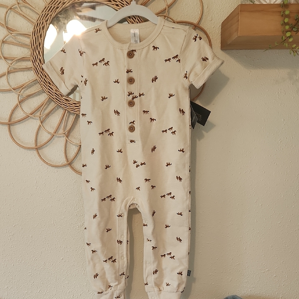 Cream and Brown Horse Bodysuit One Piece